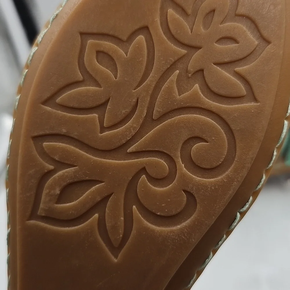 G SONOMA LIFE STYLE‎ SANDALS Mint Green Floral Flat Sandals Size 8 M